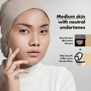 panduan warna cushion dan loose powder Looké untuk kulit medium with neutral undertones